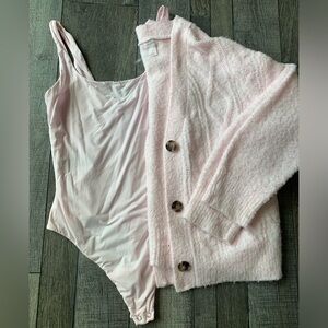 Auden Soft pink bodysuit and cardigan Set